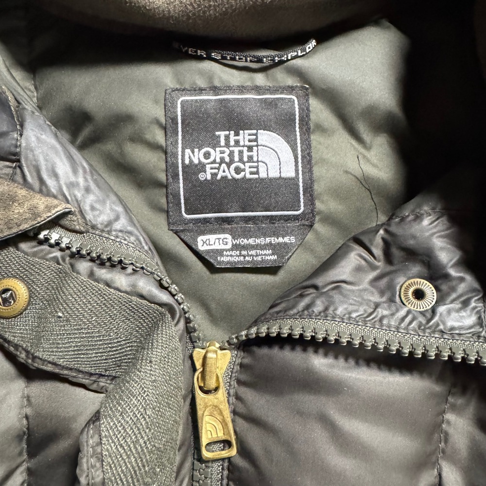 The North Face Metropolis Parka Womens XL Dark Olive Green Down Puffer Coat - Picture 4 of 15